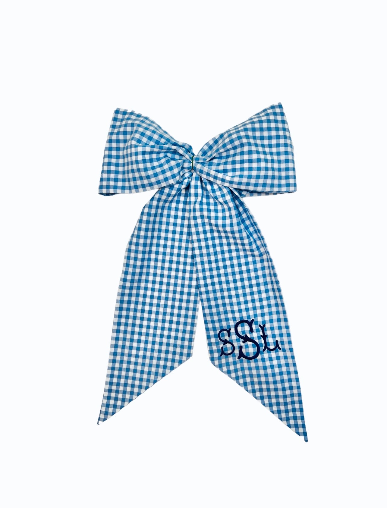 French blue gingham wreath sash monogram available