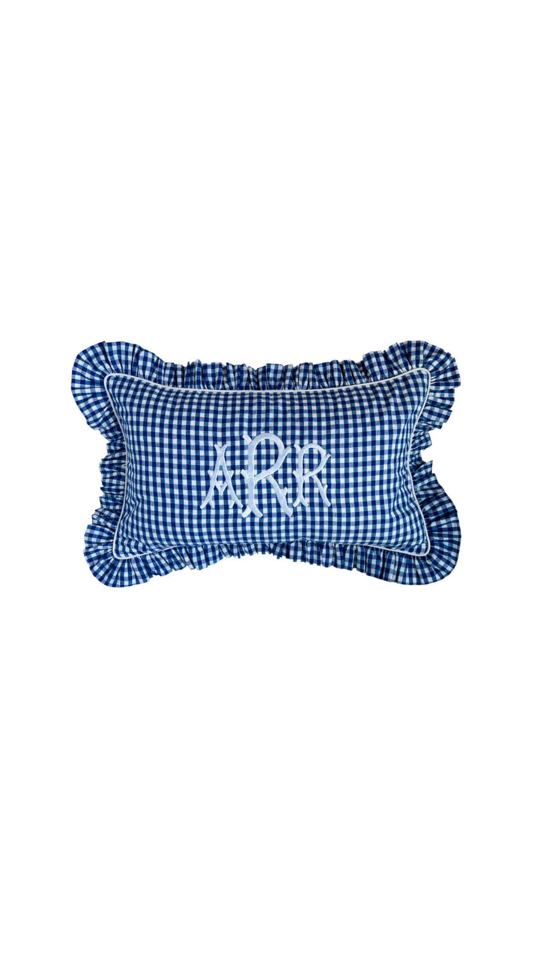 Royal blue gingham pillow cover, monogram available