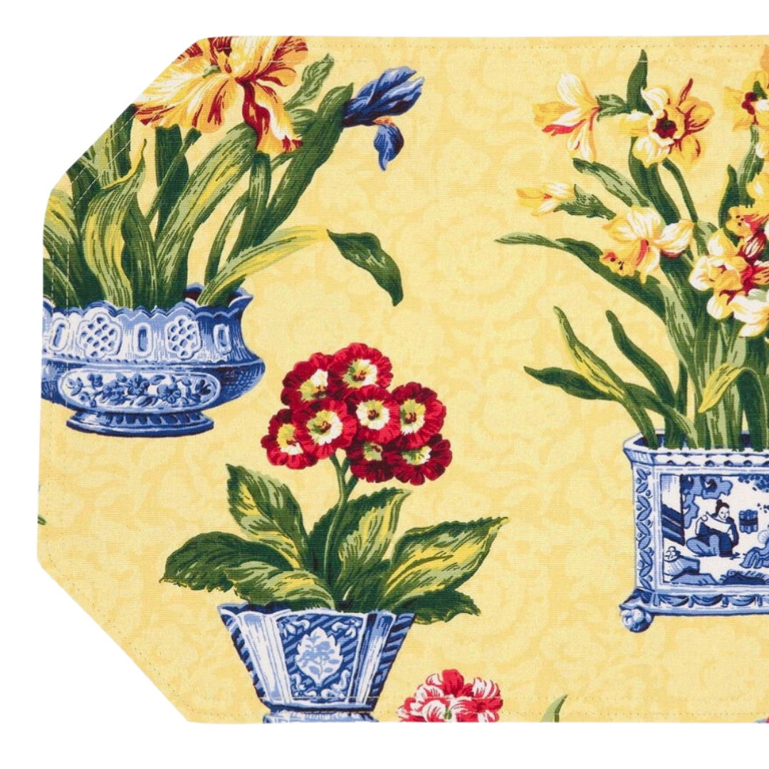Floral and chinoiserie Cachepot placemat set