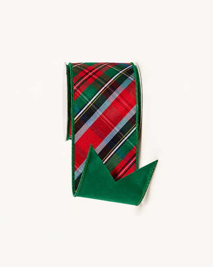 Tartan plaid wired ribbon 4”x10yds
