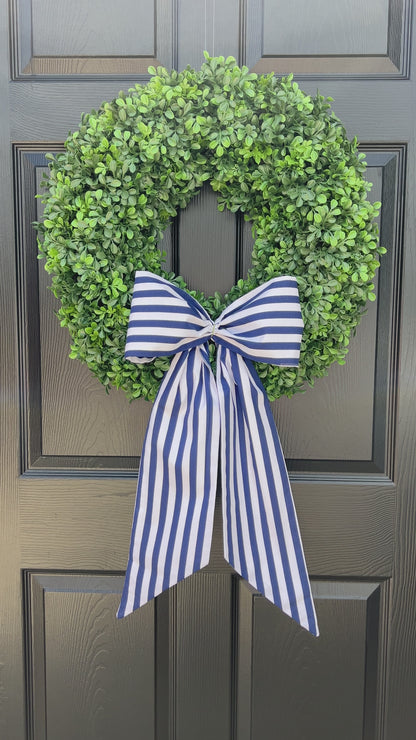 Navy and white stripe signature wreath sash monogram available