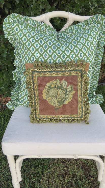 Needlepoint cabbage pillow