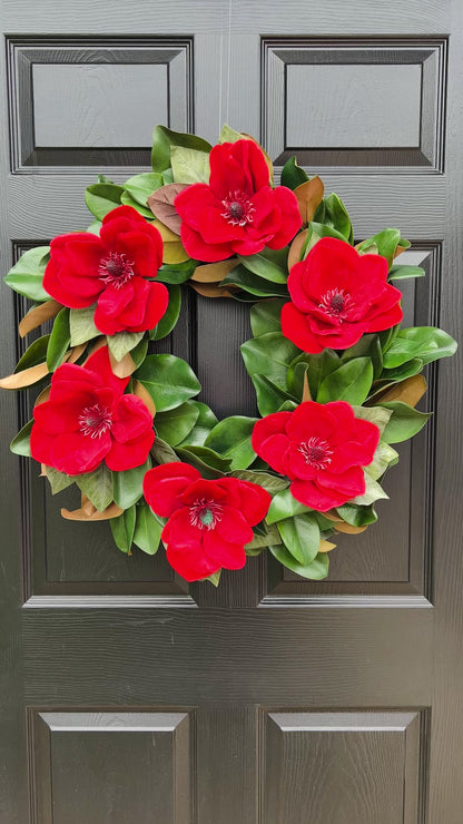 Red magnolia wreath