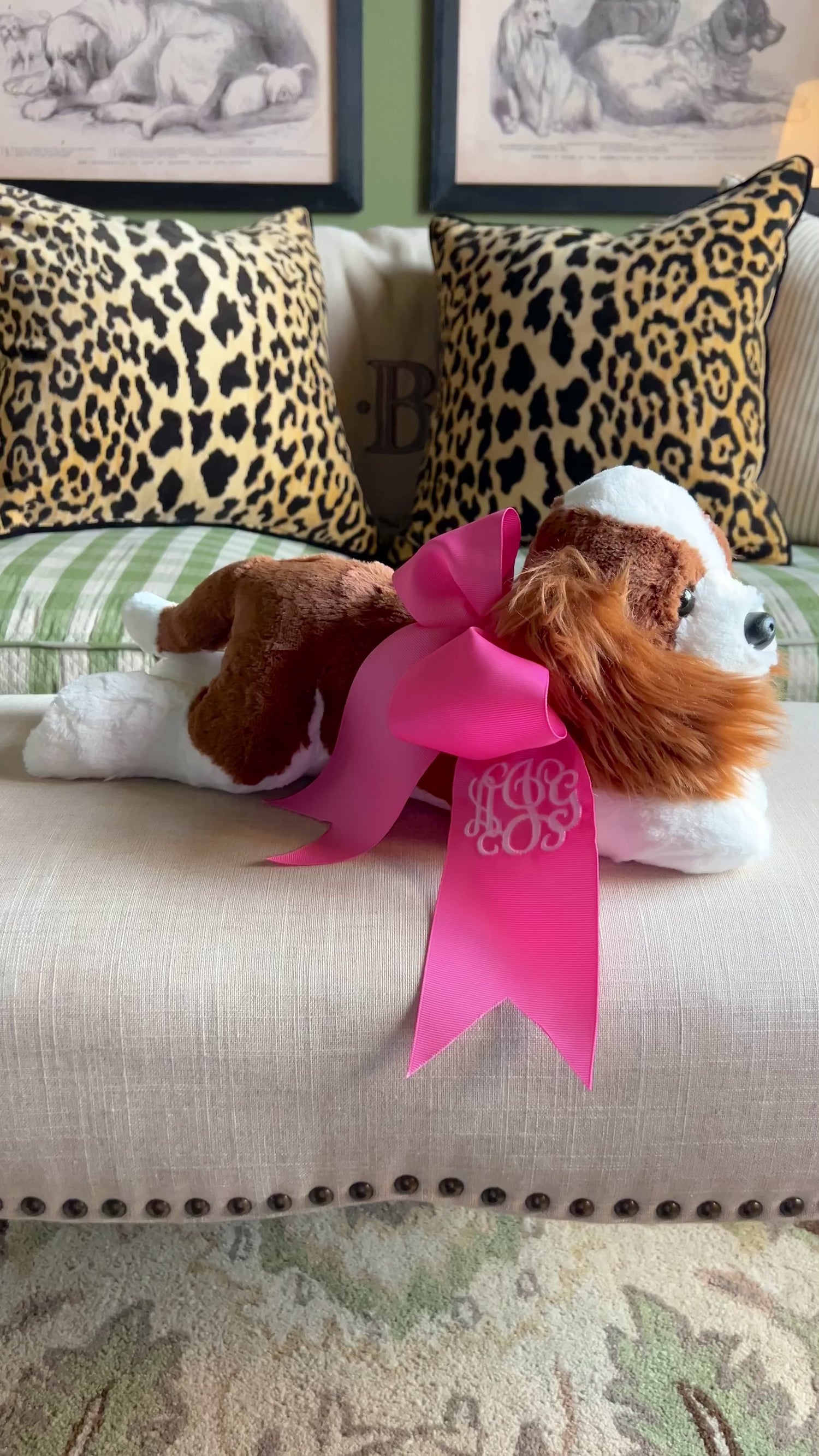 Charlie large plush King Charles Cavalier Spaniel, optional ribbon and monogram available!