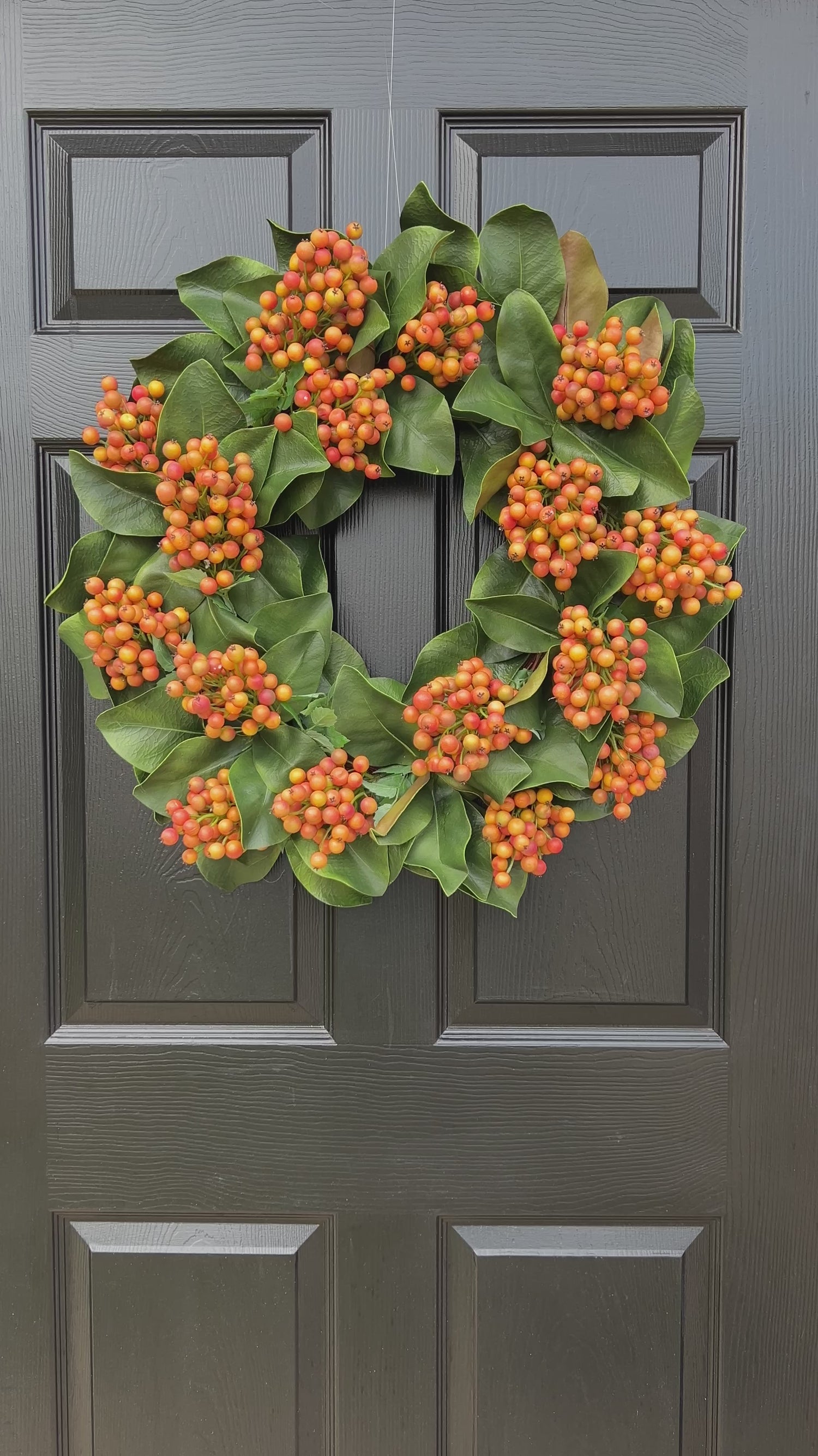 Fall berry and magnolia wreath