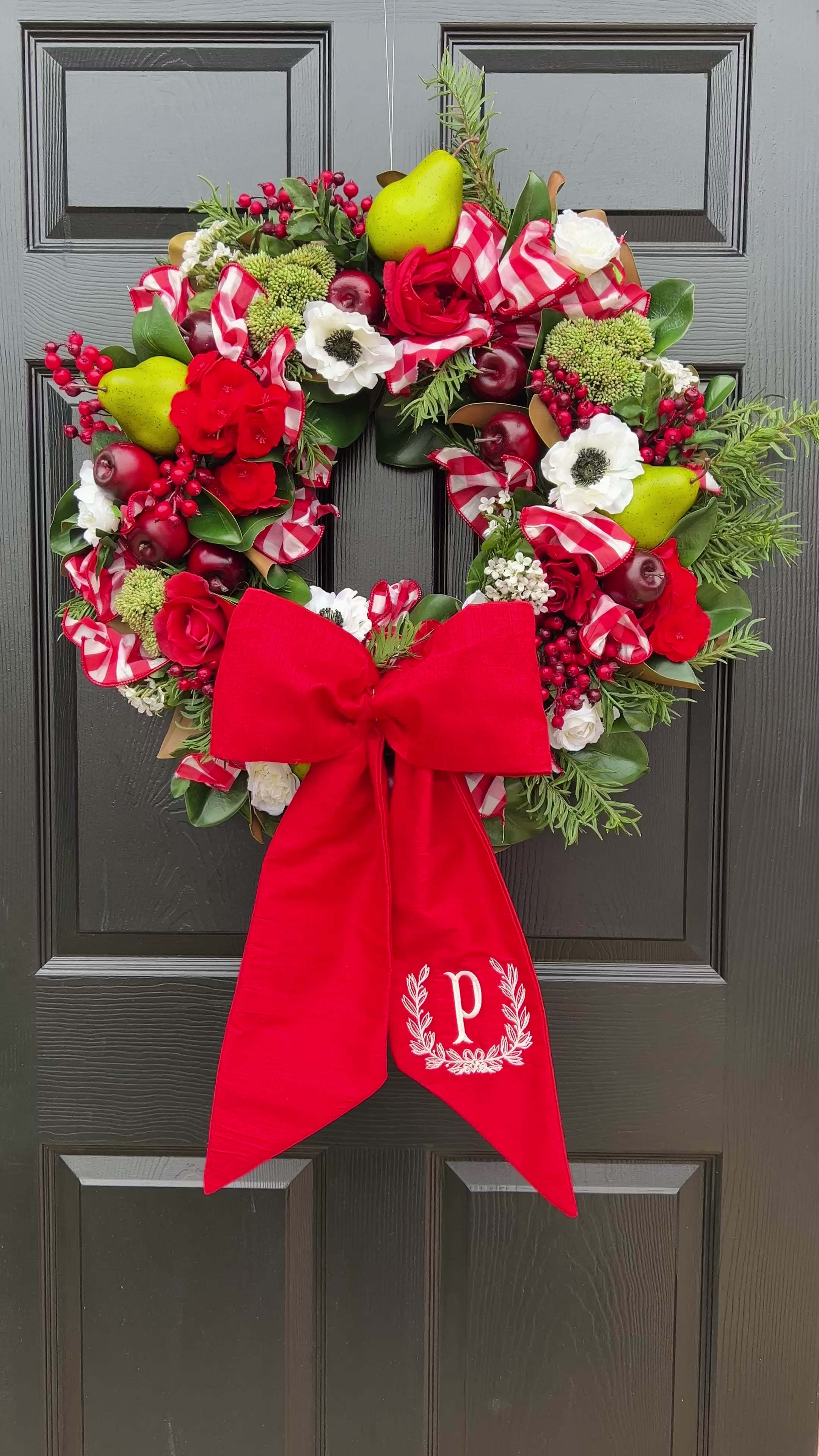 Luxe classic red 100 percent silk wreath sash