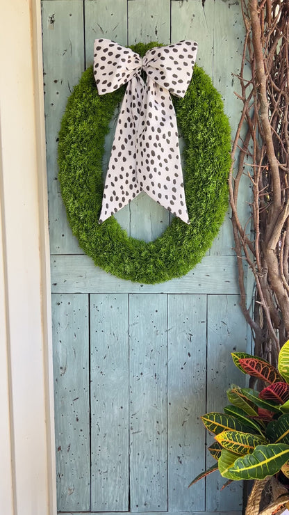 Outdoor wreath sash cream and black spot, monogram available