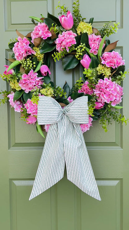 Green vine stripe signature wreath sash