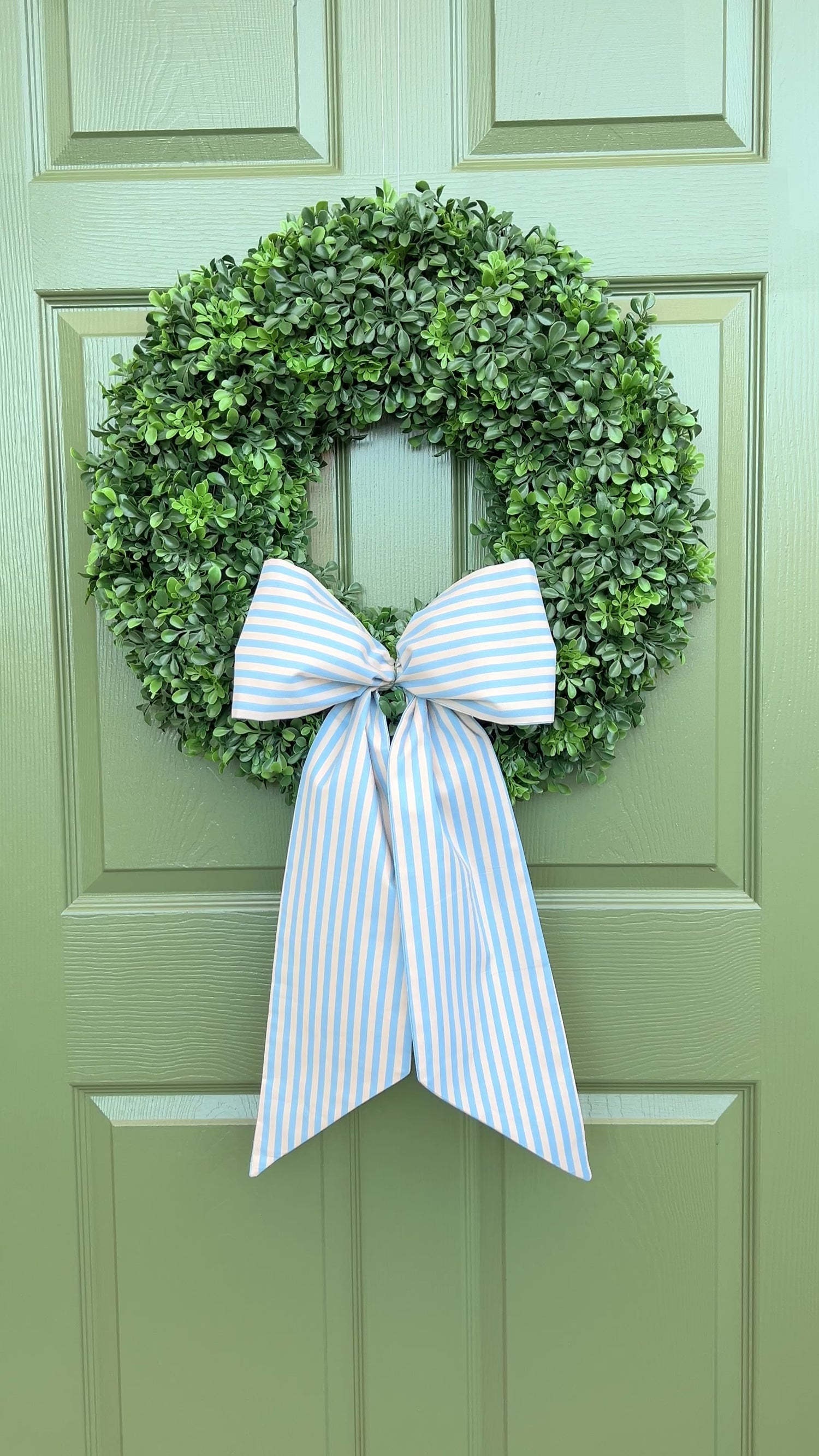 Blue and beige stripe print signature wreath sash