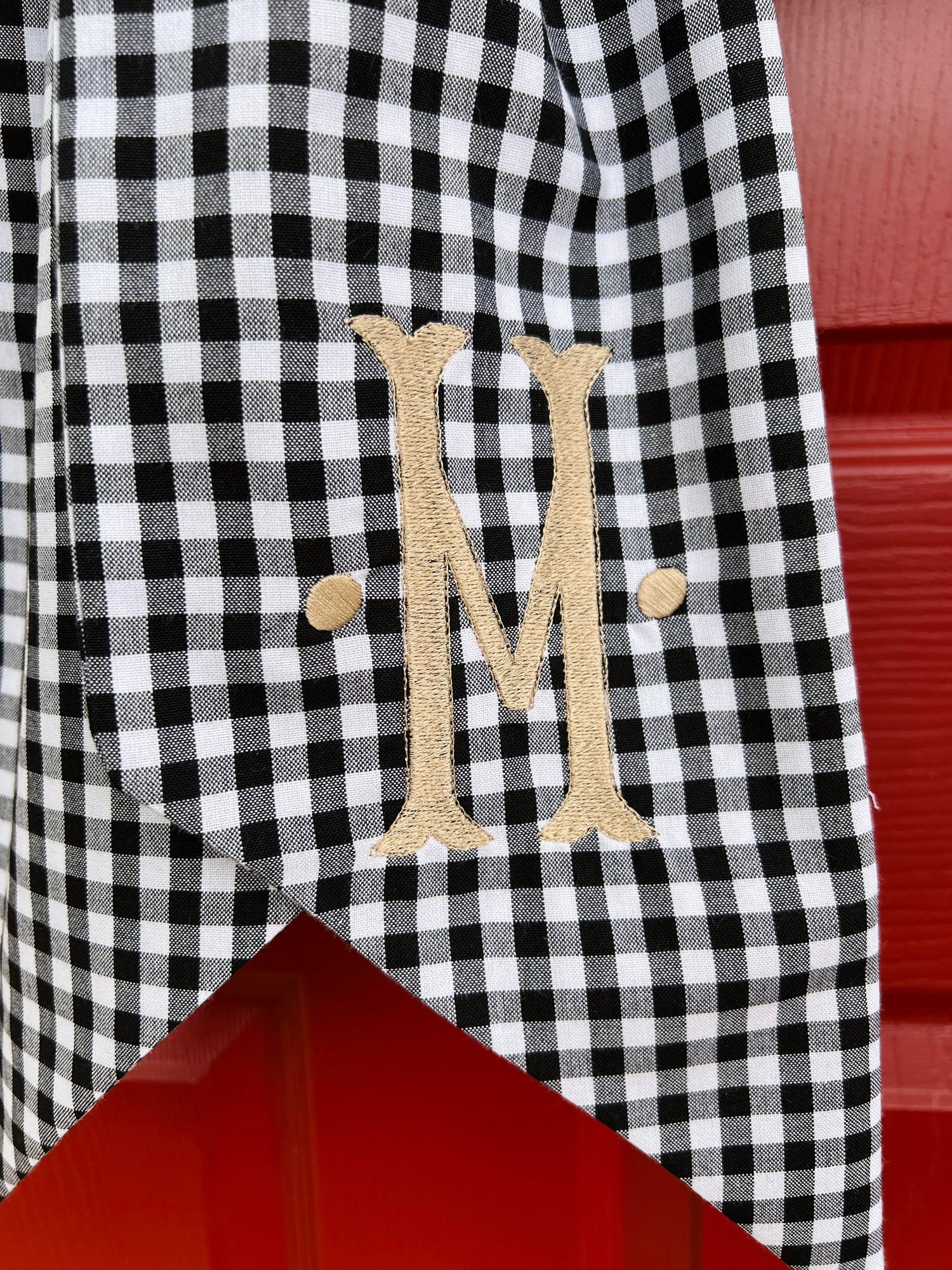 Black and white gingham wreath bow sash custom monogram available