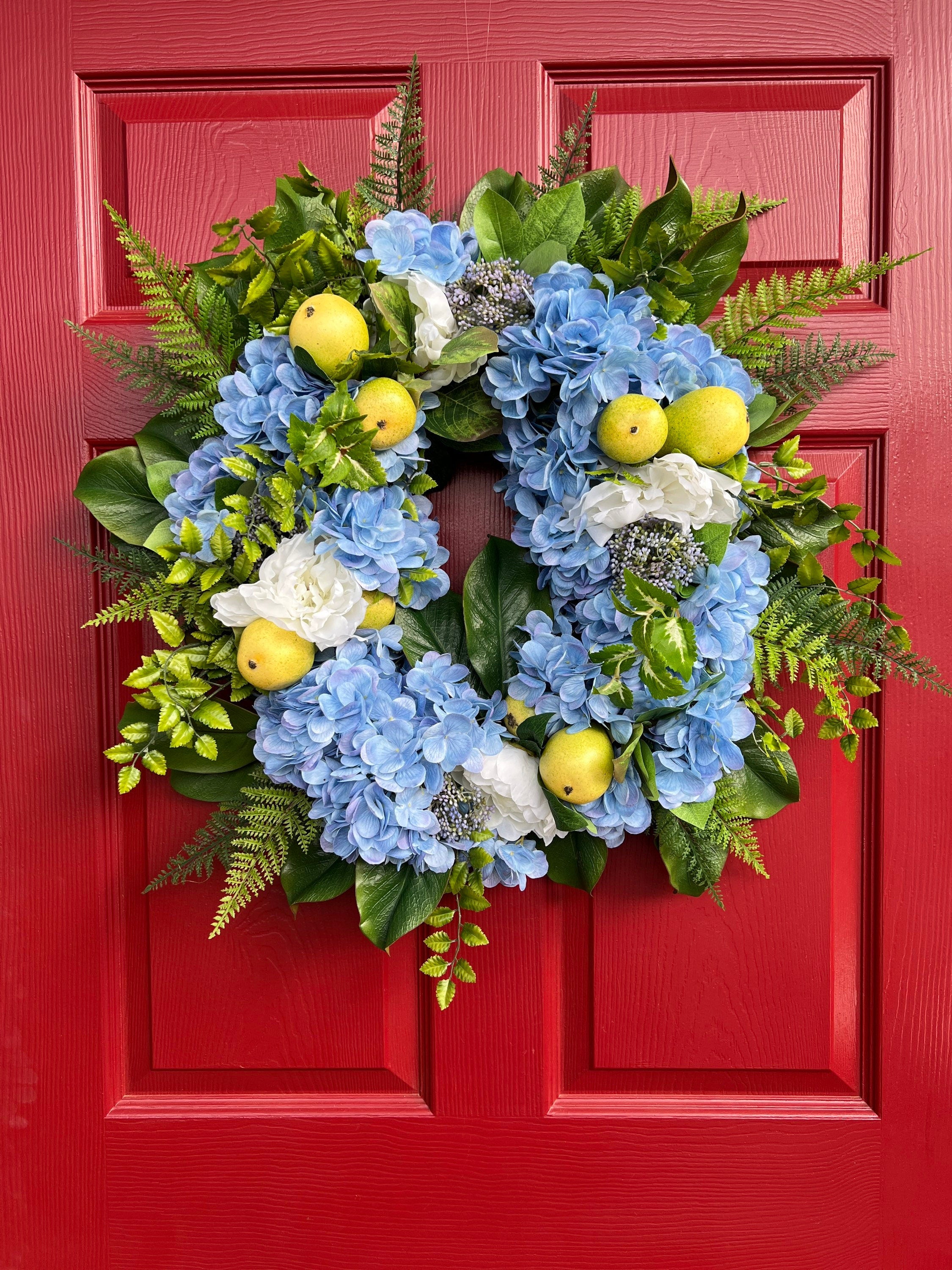 RTS Peony and Hydrangea Wreath, Hydrangea Wreath, Front Door Wreath, New Home Door Wreath, Hydrangea Wreaths, sold Ready to Ship