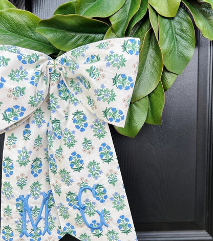 Floral block print wreath sash available with monogram