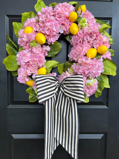 Sunbrella ivory and black stripe outdoor wreath bow sash