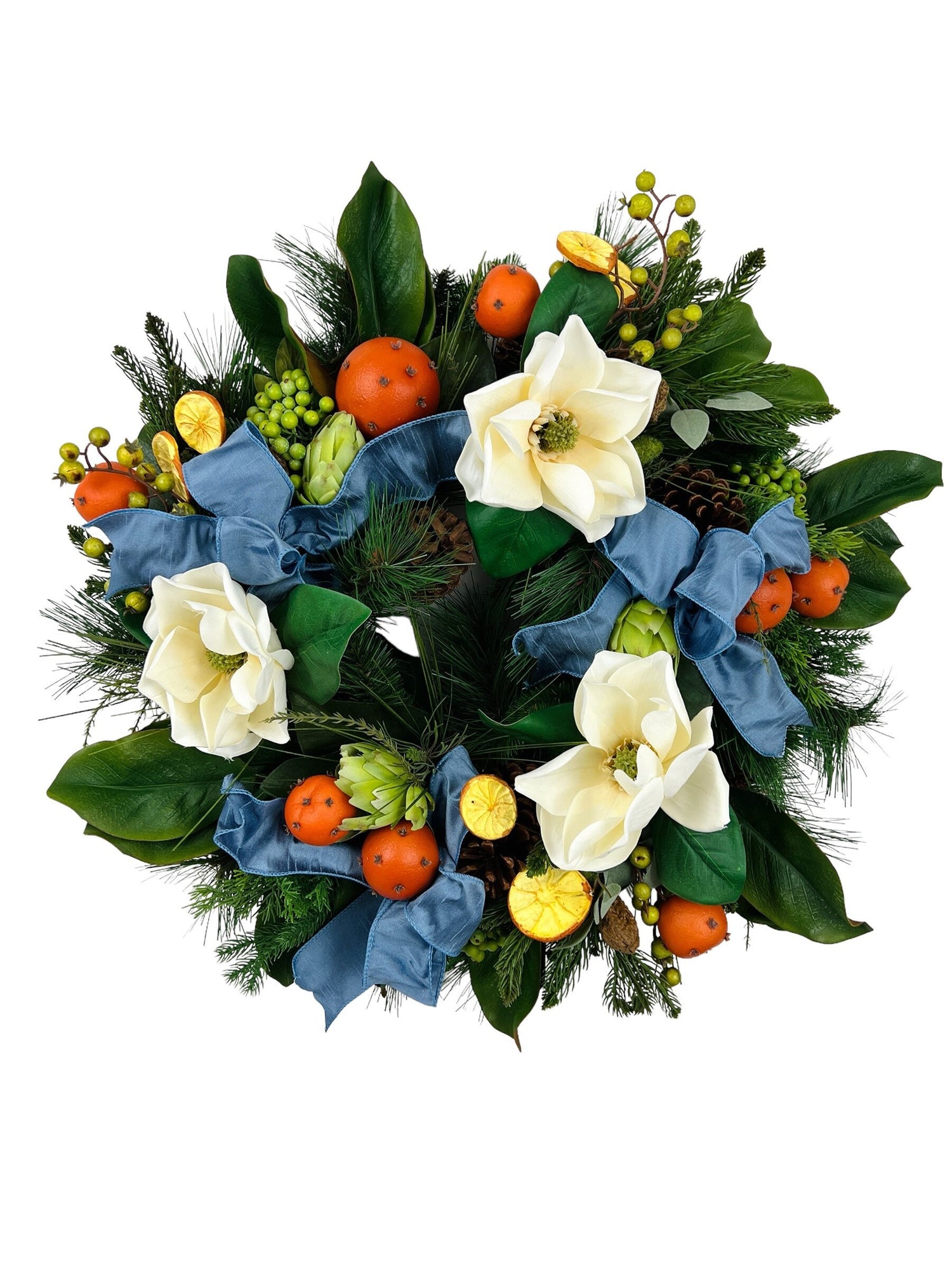 White magnolia and citrus wreath