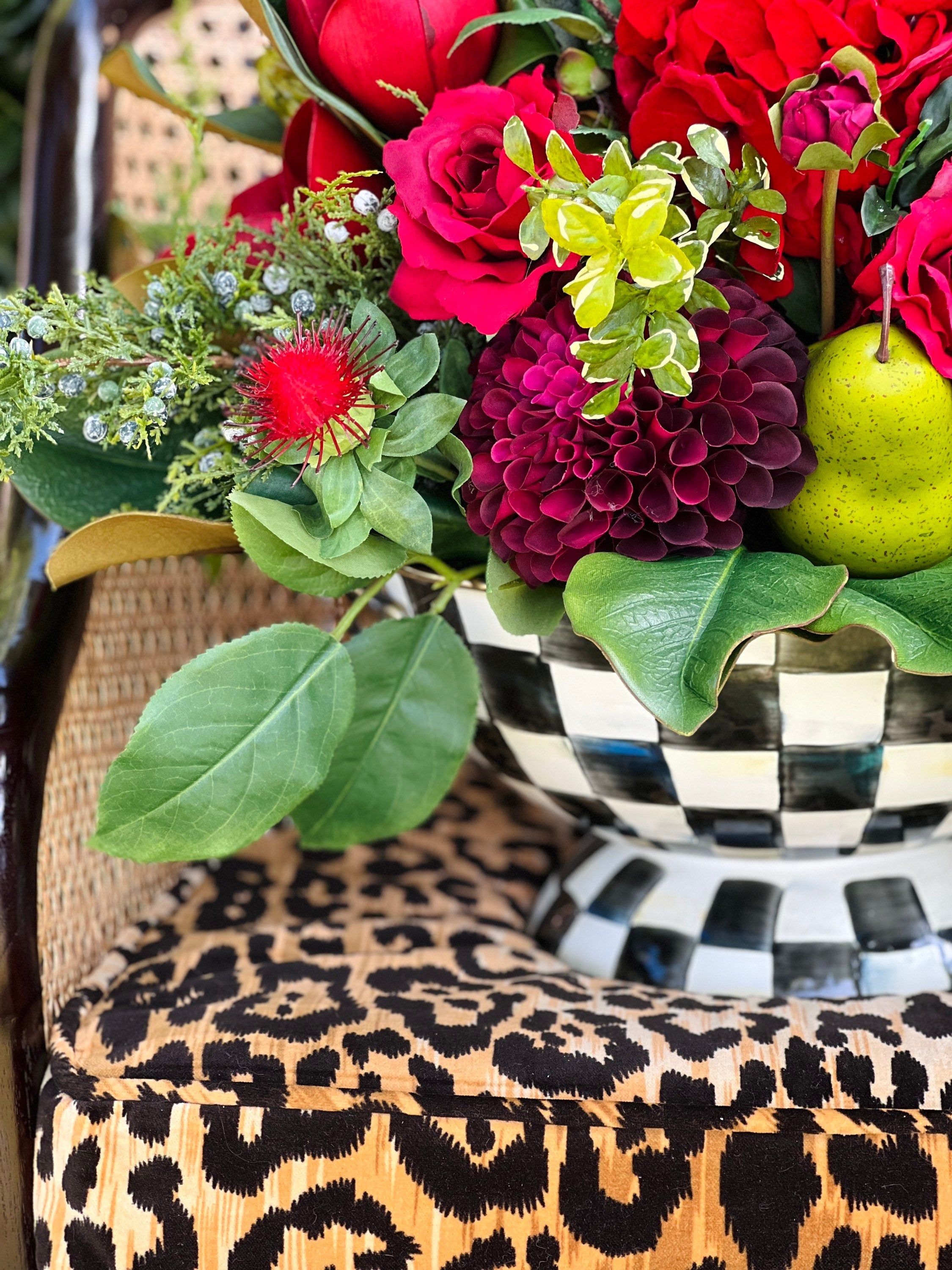 Red large bowl drop in floral arrangement bowl not included