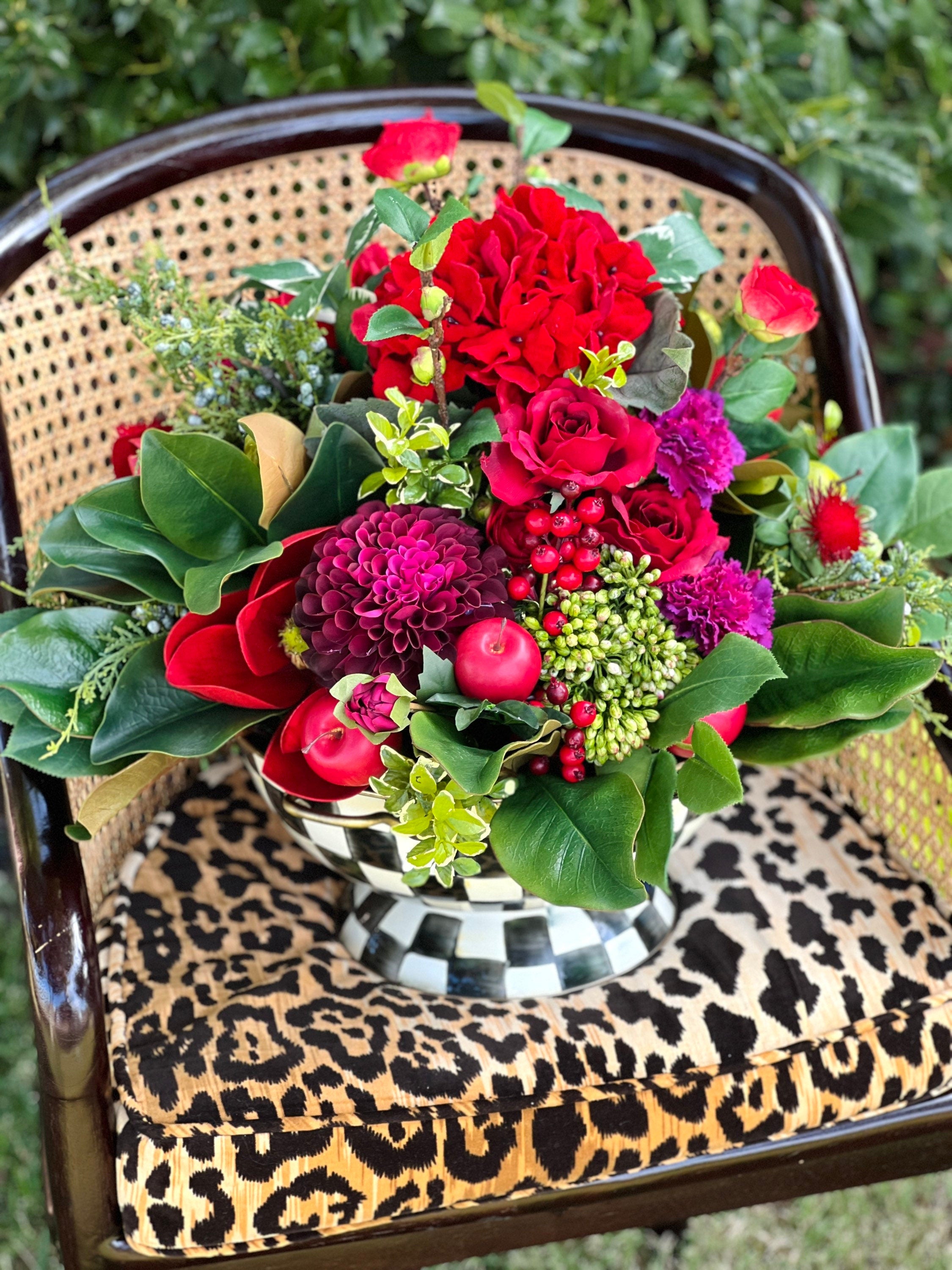 Red large bowl drop in floral arrangement bowl not included