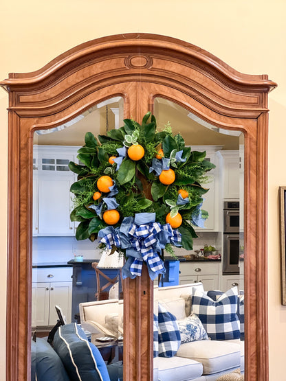 The bestselling Orange and Magnolia wreath two sizes