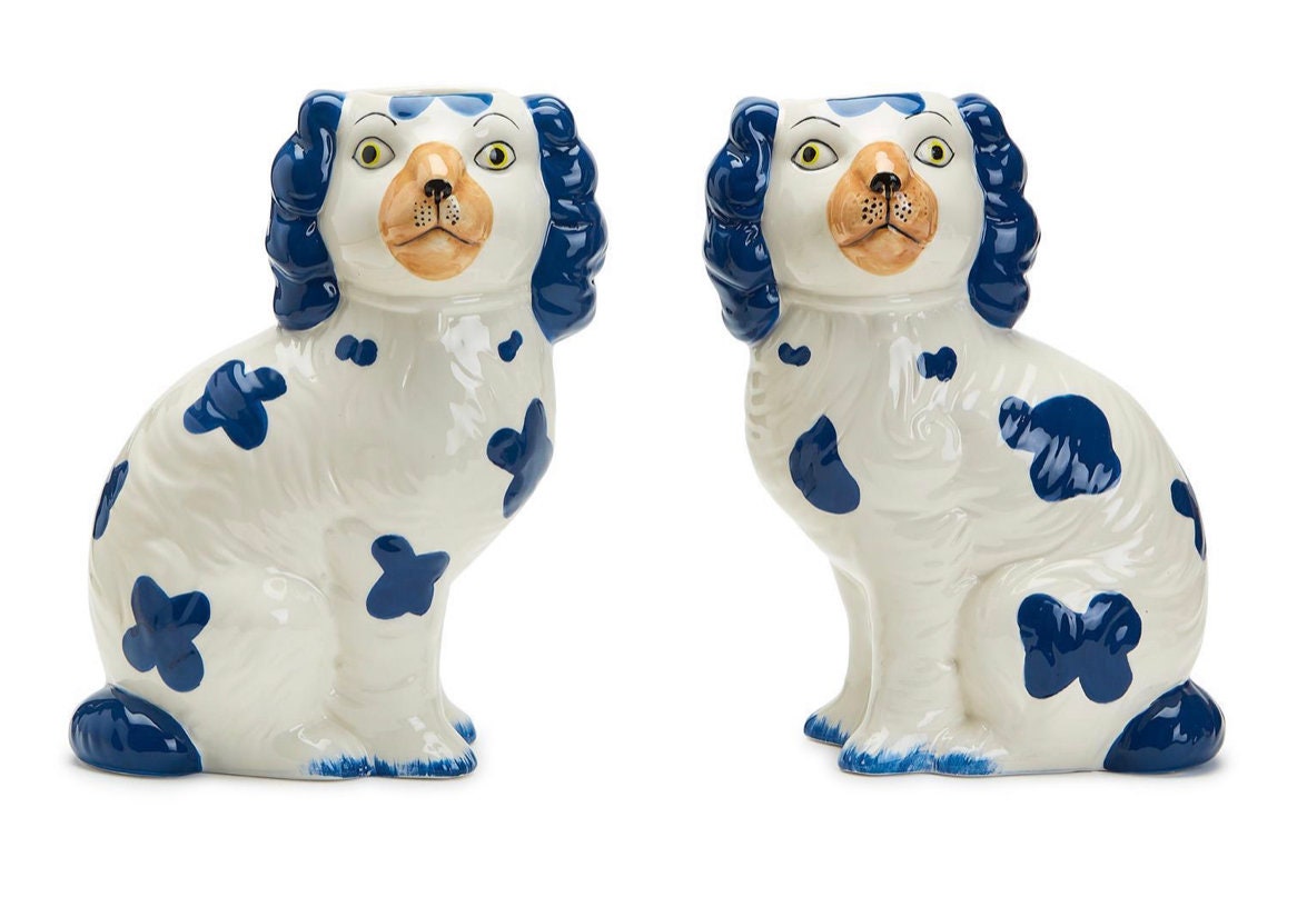 Large blue Staffordshire dog vase (single, right or left facing)