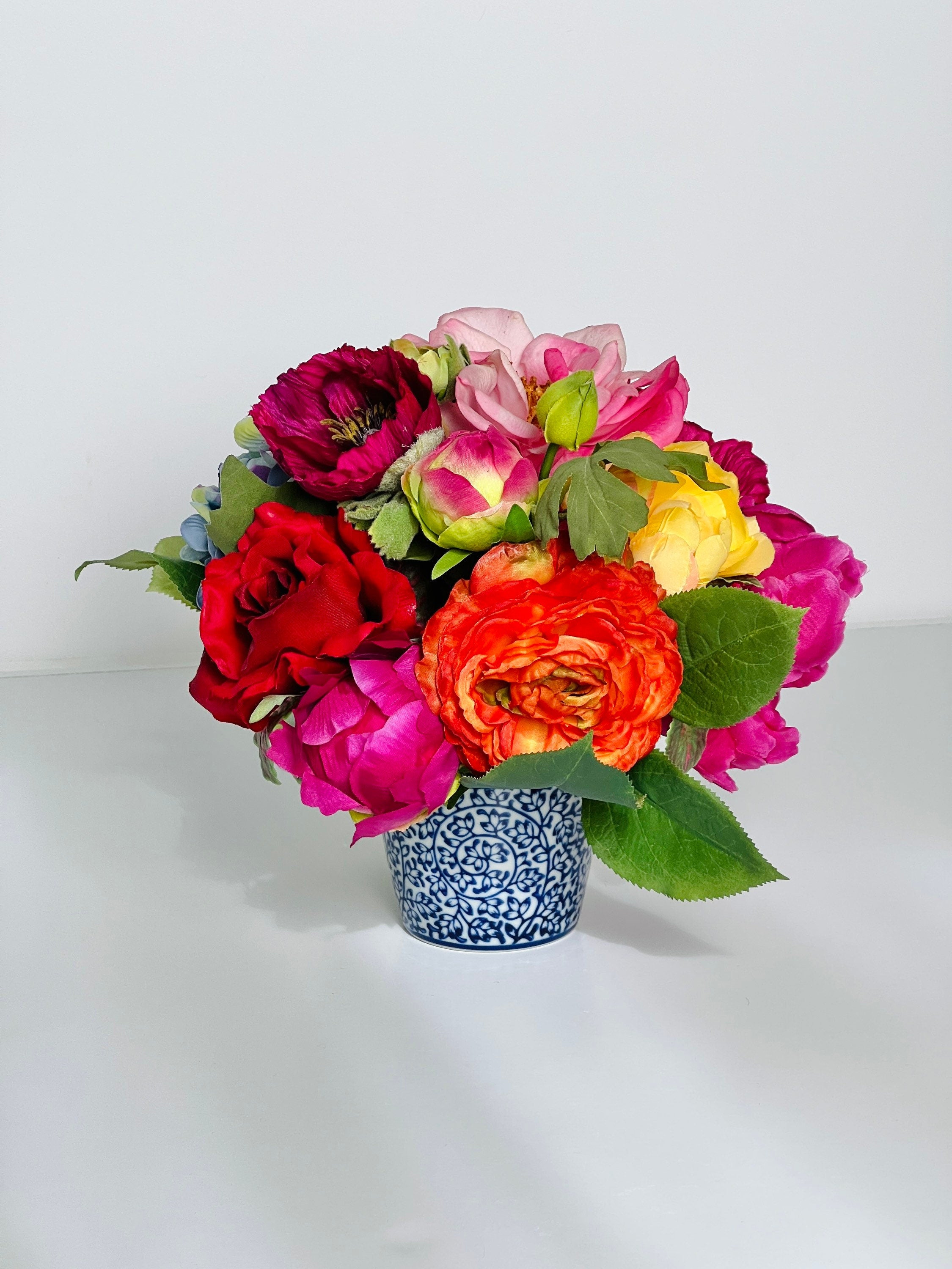 植木鉢 リメ鉢 Watercolour Flowers Arrangement-