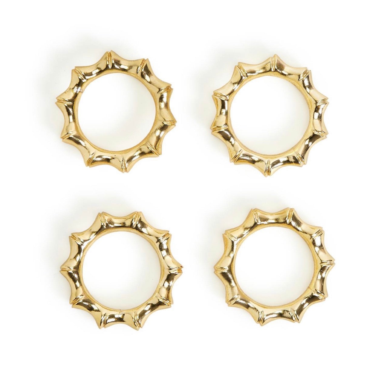 Golden bamboo napkin rings set of 4