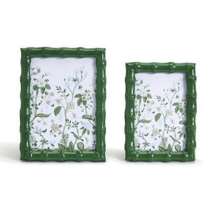 Green faux bamboo photo frame, set of two 4x6 and 5x7