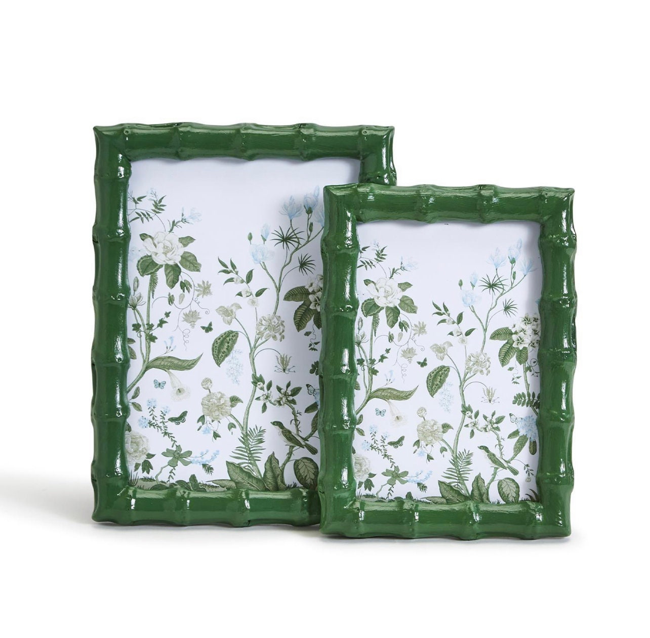 Green faux bamboo photo frame, set of two 4x6 and 5x7