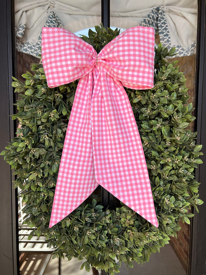 Pink gingham wreath sash