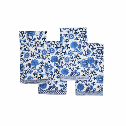 Blue and white chinoiserie napkins set of 4