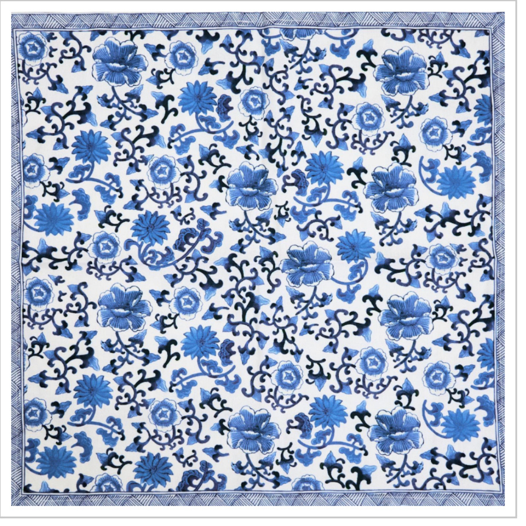 Blue and white chinoiserie napkins set of 4