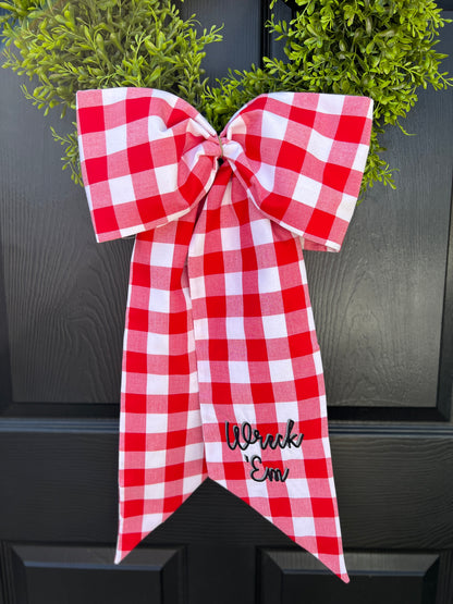 Red buffalo check wreath sash