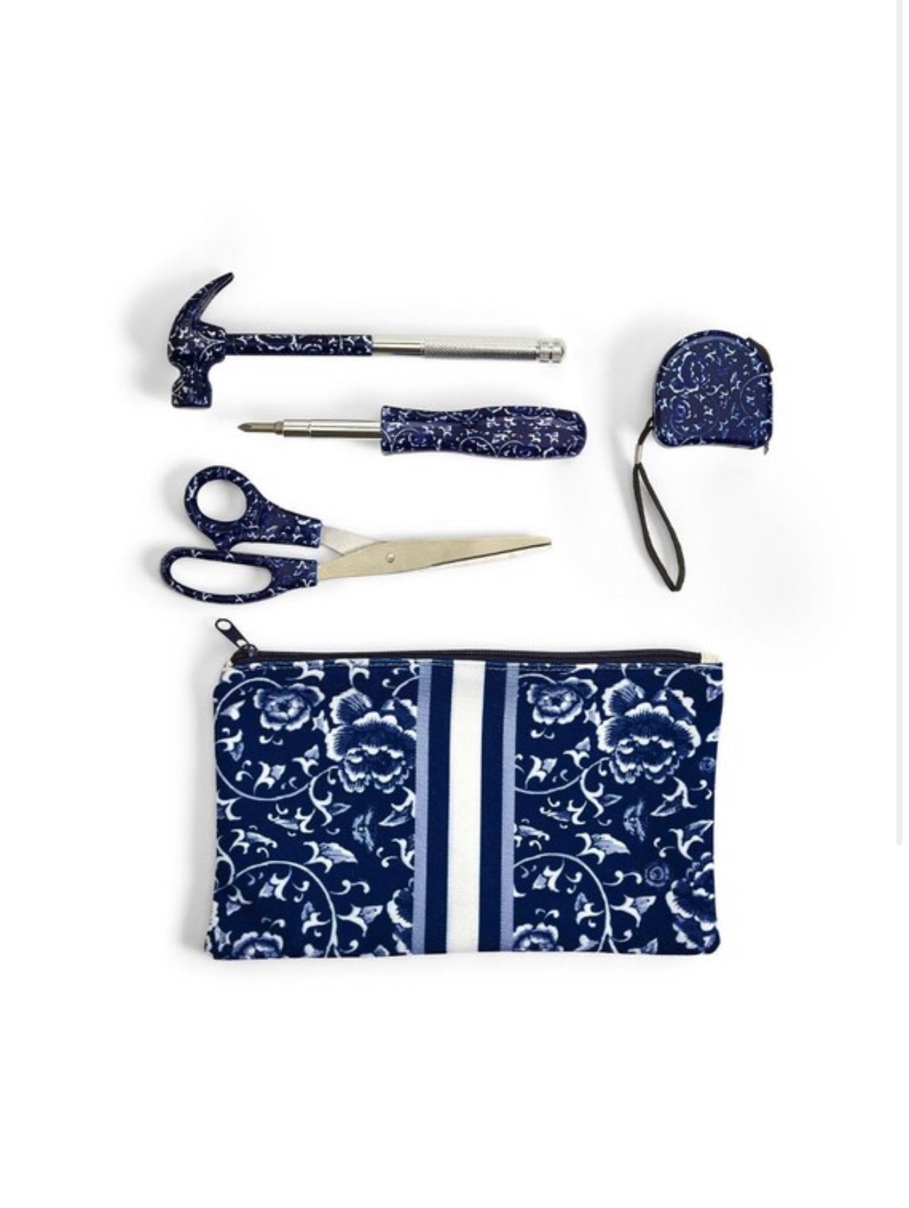 Blue and white chinoiserie tool set monogram available