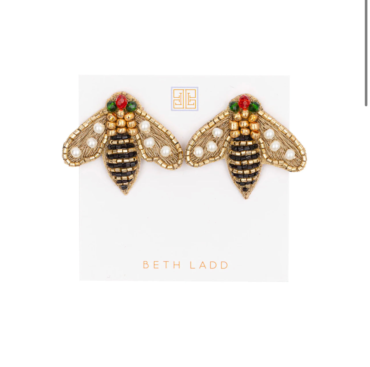 Hand beaded bee stud earrings