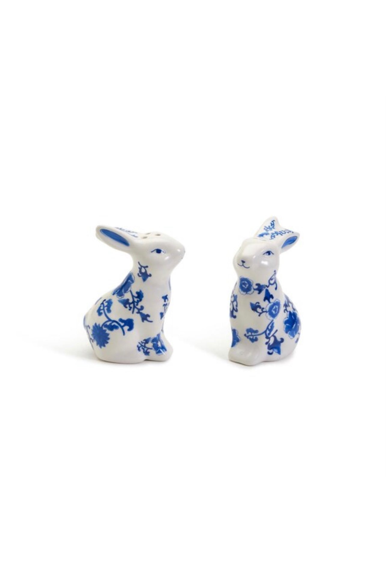 Blue and white chinoiserie bunny salt and pepper shakers