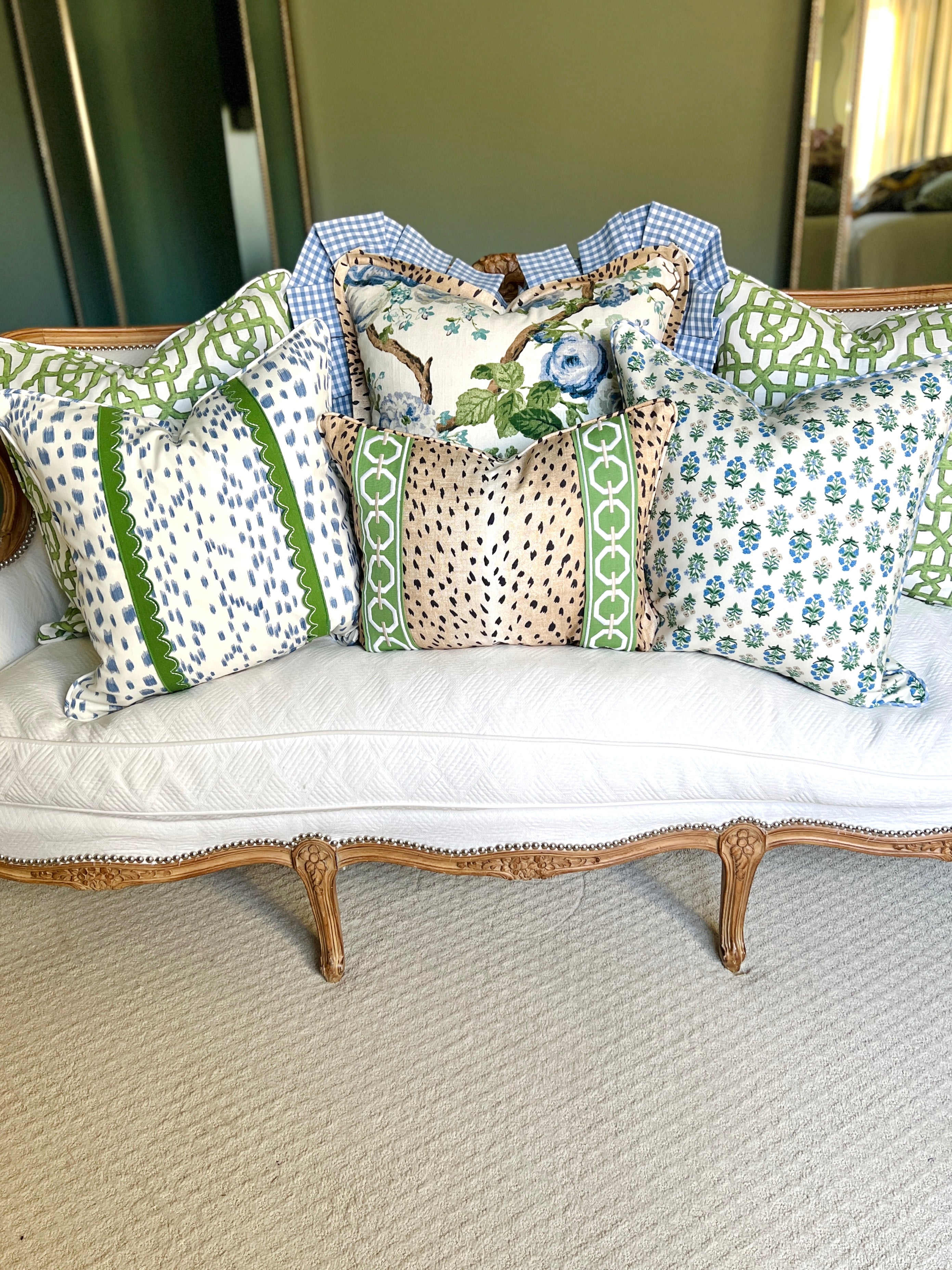 Green hotsell print pillows