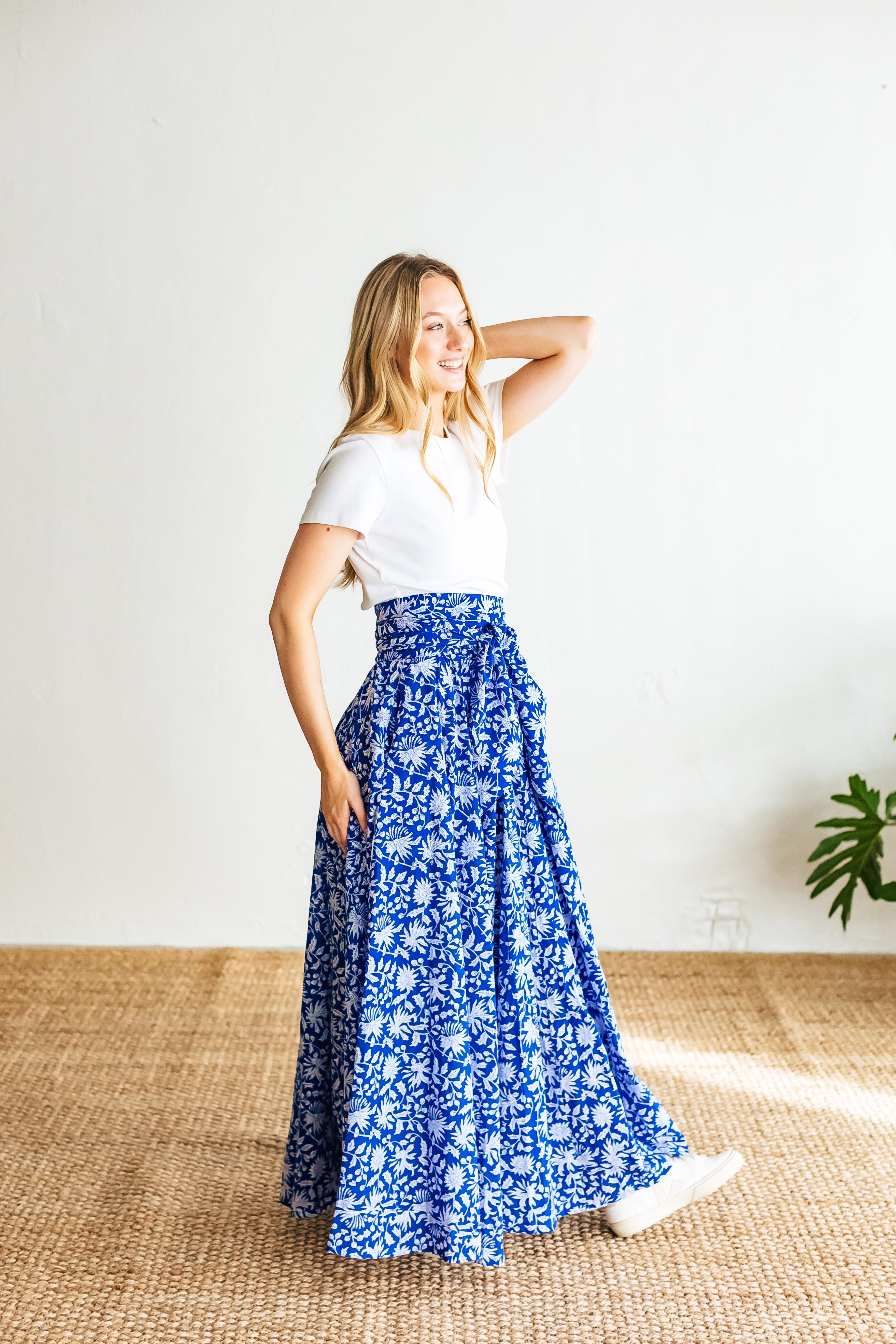 Jluxlabel shelby blue top floral maxi skirt