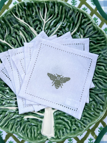Bug embroidered cocktail napkins, set of 6
