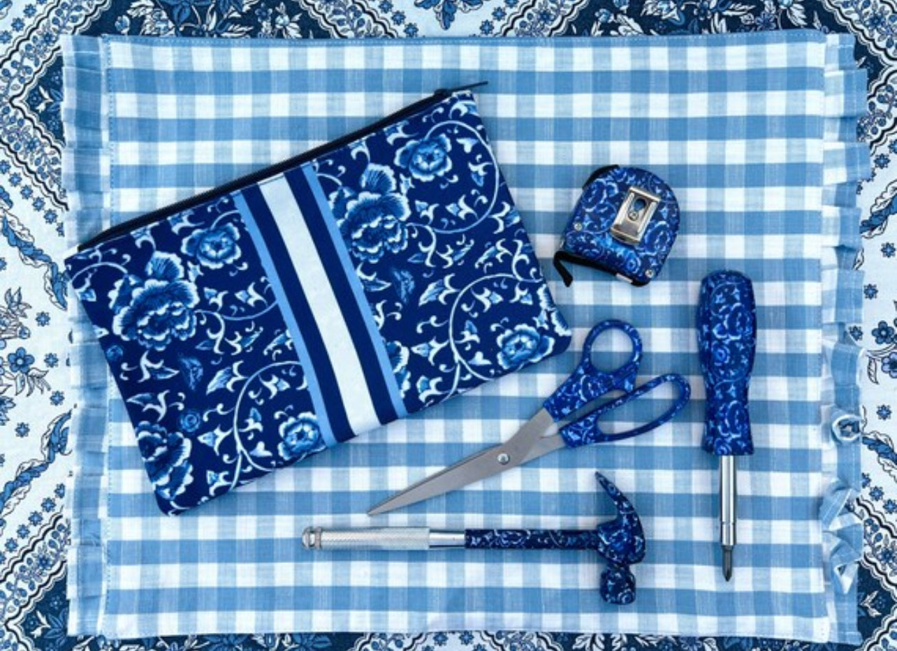 Blue and white chinoiserie tool set monogram available