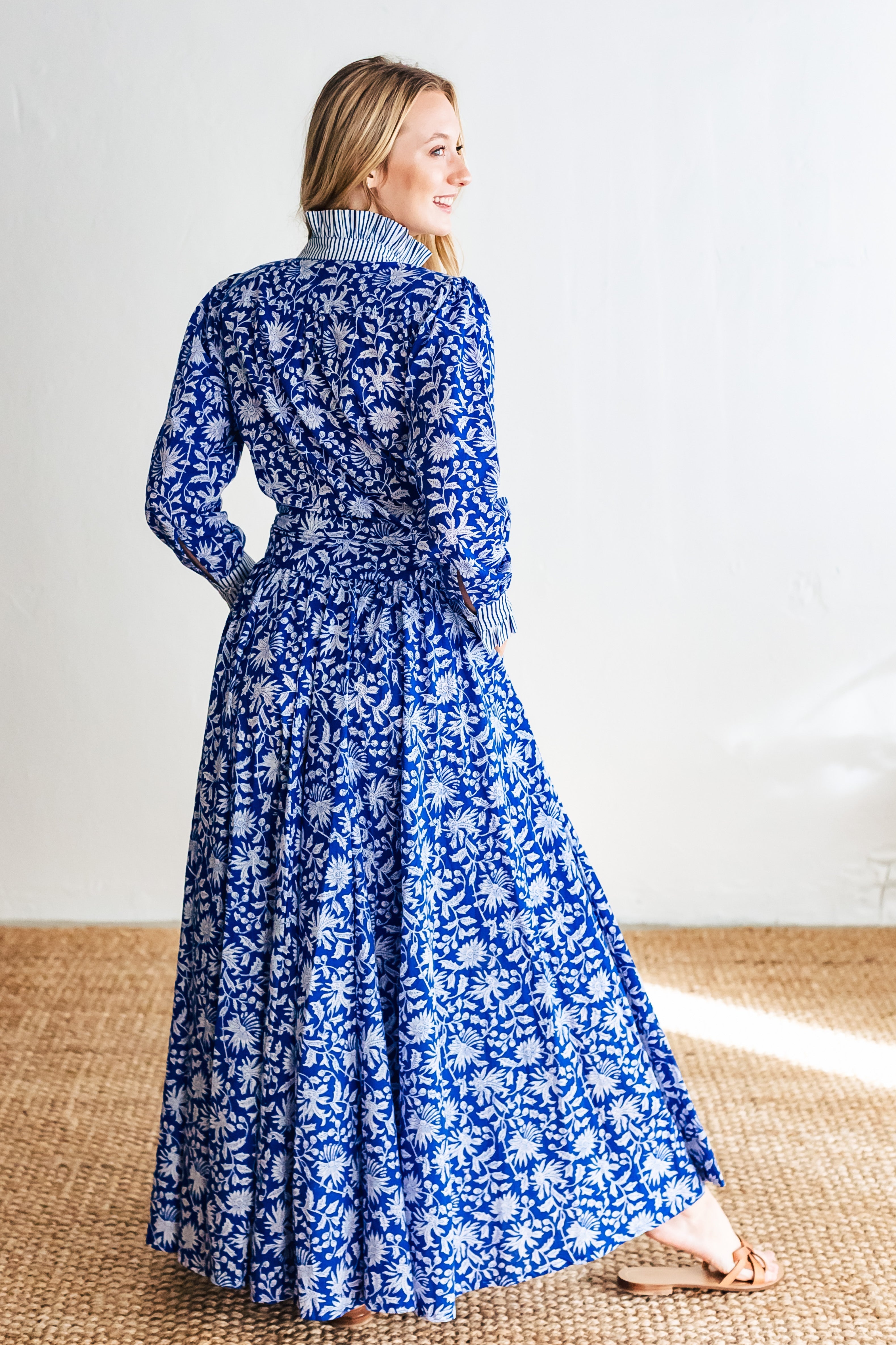 Jluxlabel shelby blue floral maxi clearance skirt