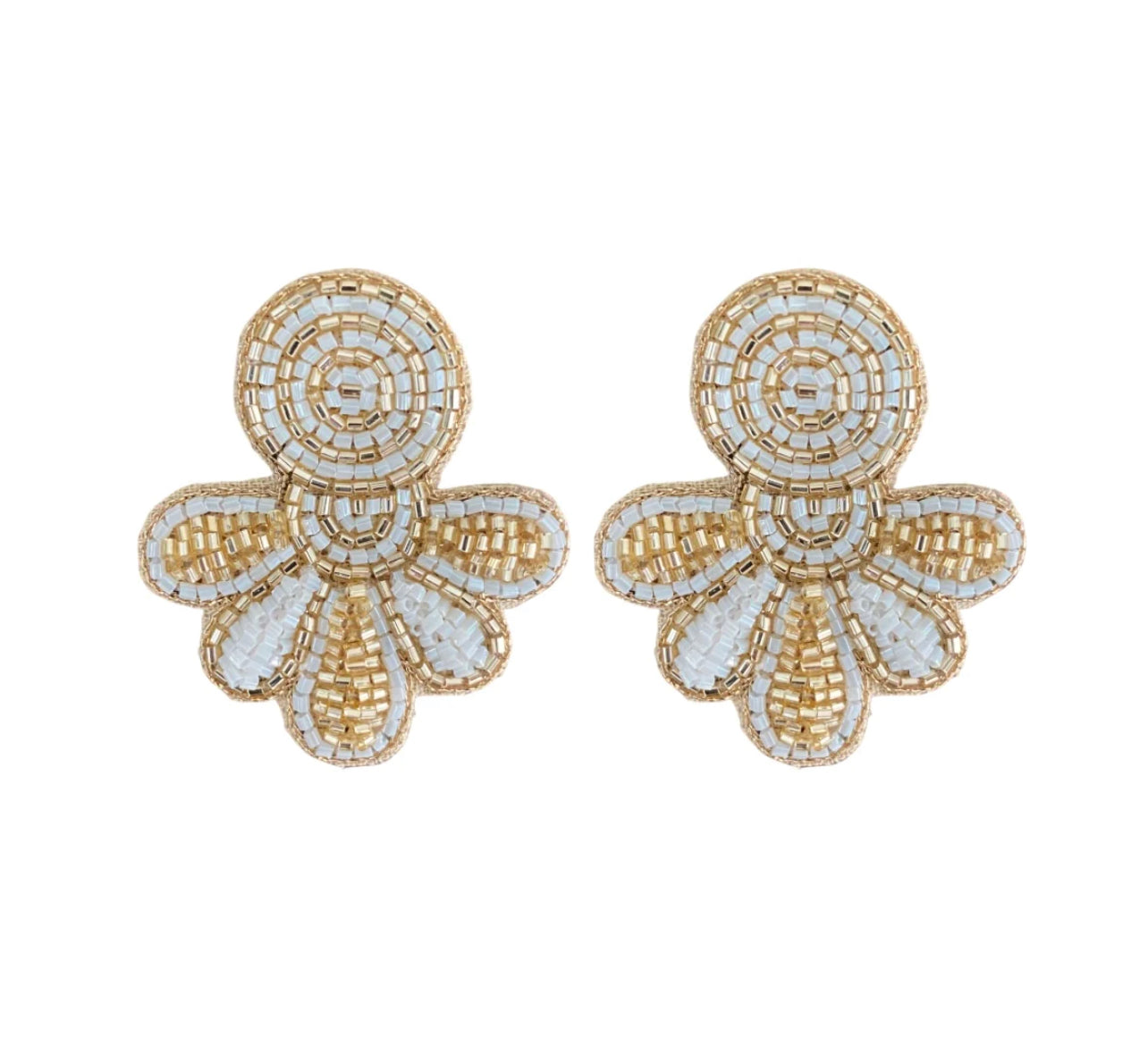 Love stud Earrings in gold and white