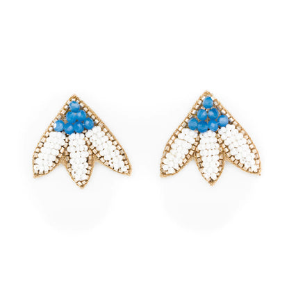 Calypso beaded blue and white earrings